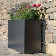 Tall planters with ornamental grasses